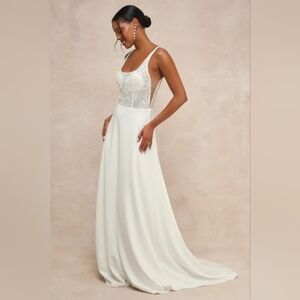 Lulu's White Lace Bodice Wedding Dress